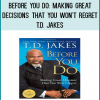 T.D. Jakes is the CEO of TDJ Enterprises, LLP, as well as the founder and senior pastor of The Potter’s House of Dallas, Inc. He’s also the New York Times bestselling author of numerous books, including, Crushing, Soar!, Making Great Decisions (previously titled Before You Do), Reposition Yourself: Living Life Without Limits, and Let It Go: Forgive So You Can Be Forgiven, a New York Times, USA TODAY, and Publishers Weekly bestseller. He has won and been nominated for numerous awards, including Essence magazine’s President’s Award in 2007 for Reposition Yourself, a Grammy in 2004, and NAACP Image awards. He has been the host of national radio and television broadcasts, was the star of BET’s Mind, Body and Soul, and is regularly featured on the highly rated Dr. Phil Show and Oprah’s Lifeclass. He lives in Dallas with his wife and five children. Visit T.D. Jakes online at TDJakes.com or follow his Twitter @BishopJakes.